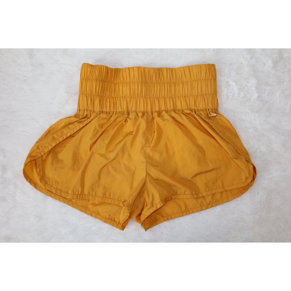 Free People FP Movement The Way Home High Rise Lined Shorts, Gold, Size Medium